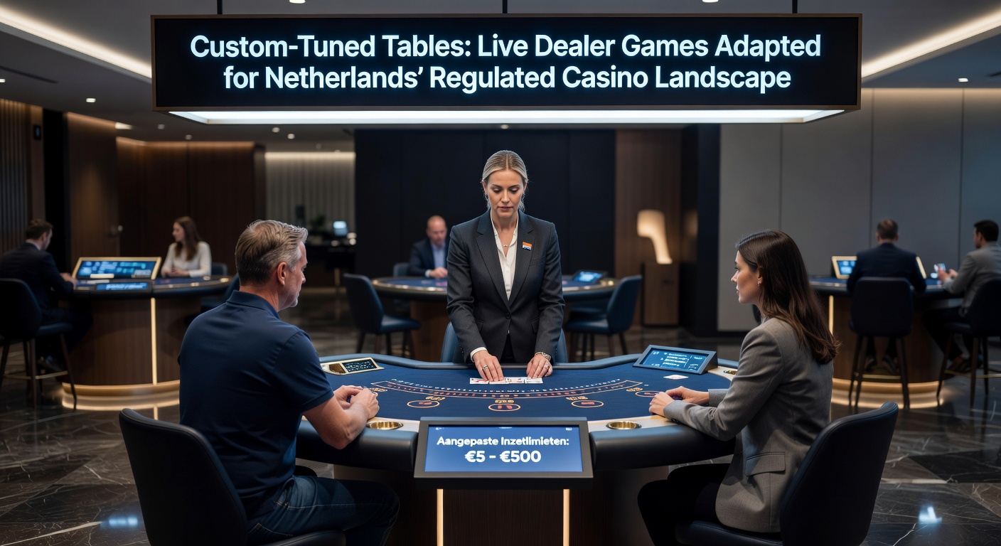 Live dealer aan een blackjacktafel met Nederlandse vlag en KSA-logo op de achtergrond, symboliserend aanpassingen aan lokale regels