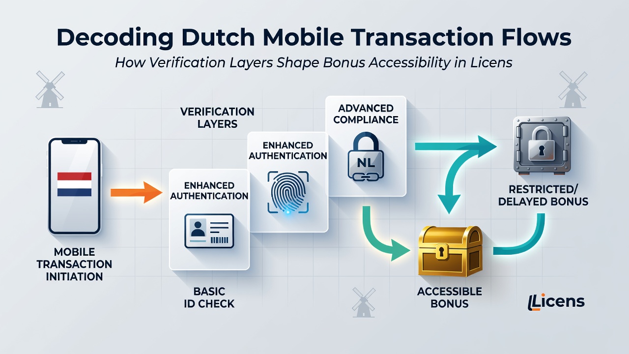 Diagram van verificatieprocessen en bonusactivering in mobiele gaming hubs