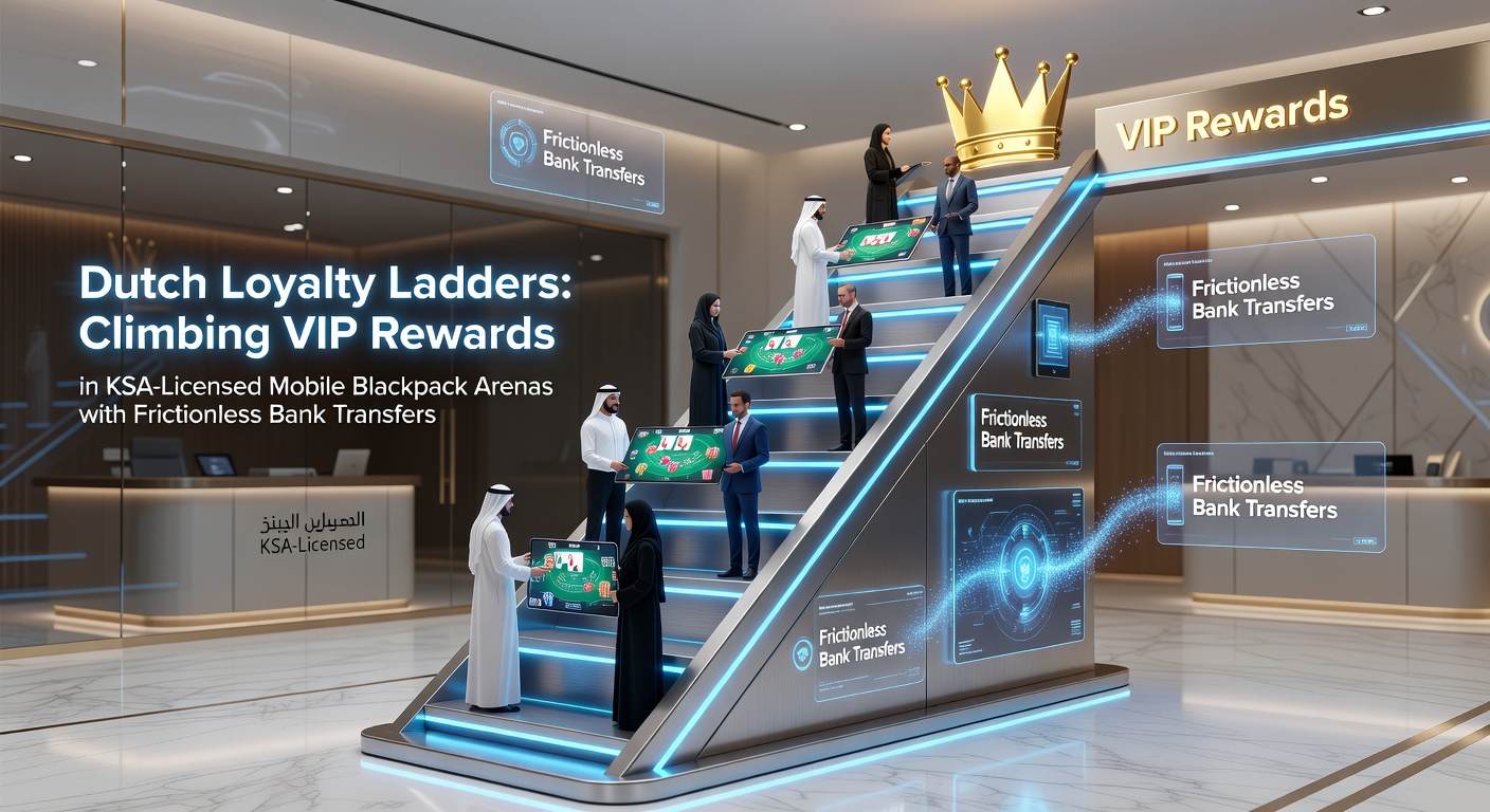Grafische weergave van een loyaliteitsladder met VIP-niveaus in een mobiele blackjack-app, inclusief icons voor beloningen en bankoverschrijvingen